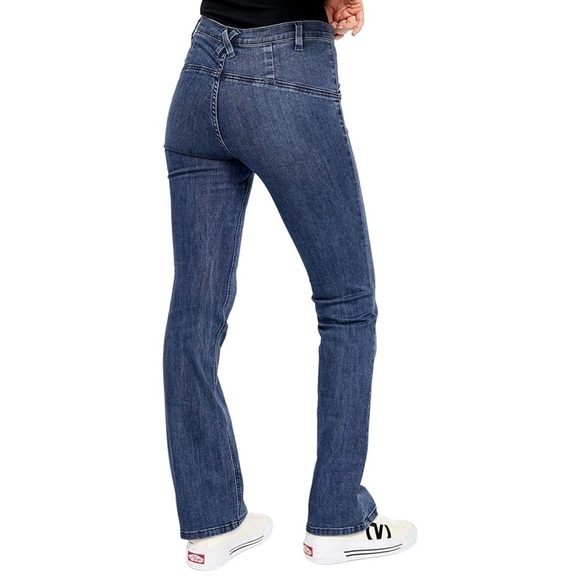 We The Free Eva Denim High Rise Lace Up Bootcut Womens Jeans Size 25 - Picture 2 of 10